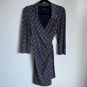 Laundry By Shelli Segal Navy Blue Professional V-Neck Knee Length Dress Large